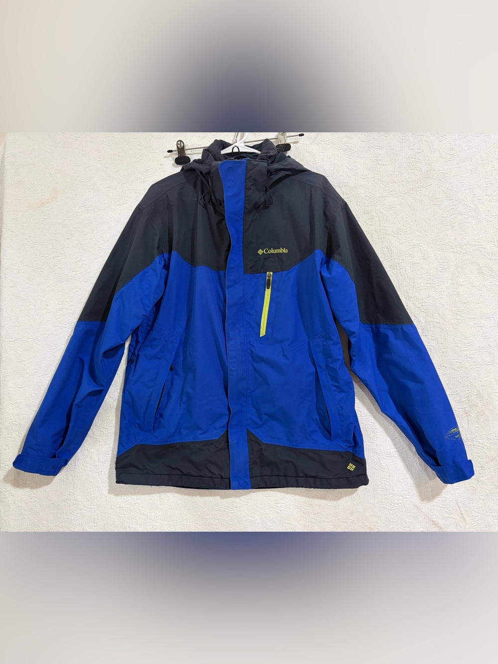 Columbia Omni-Tech Interchange Jacket Mens L Blue Hooded Waterproof